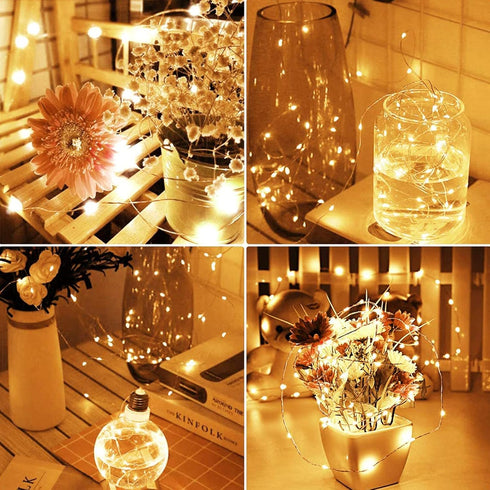 6 Pack 13FT 40LED LED Fairy Lights Battery Operated with Timer, Waterproof Firefly Lights Silver Wire Mini Twinkle