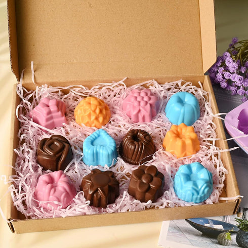 Sakolla 3 Pack Chocolate Flowers Silicone Molds, 12 Cavity Heart Shape Candy Cake Molds for Baking, Cupcake