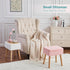 BRIAN & DANY Vanity Stool, Faux Fur Vanity Stool Chair with Storage, Rectangle Makeup Chair Soft Padded Seat with Legs