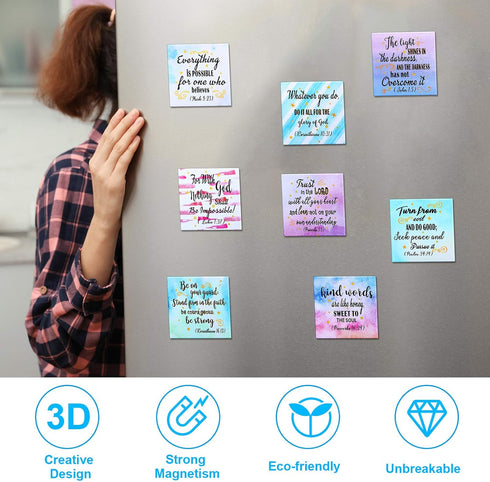 Weewooday 12 Pcs Inspirational Christian Magnets with Bible Verses, Motivational Religious Quotes for Fridge Office