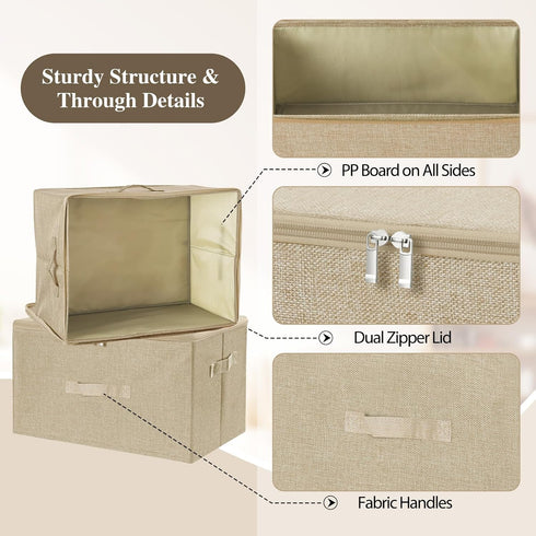 13 Closet ANMINY Storage Bins with Zipper Lids Qt Lidded Fabric Storage Boxes Baskets Cubes with Handles Collapsible