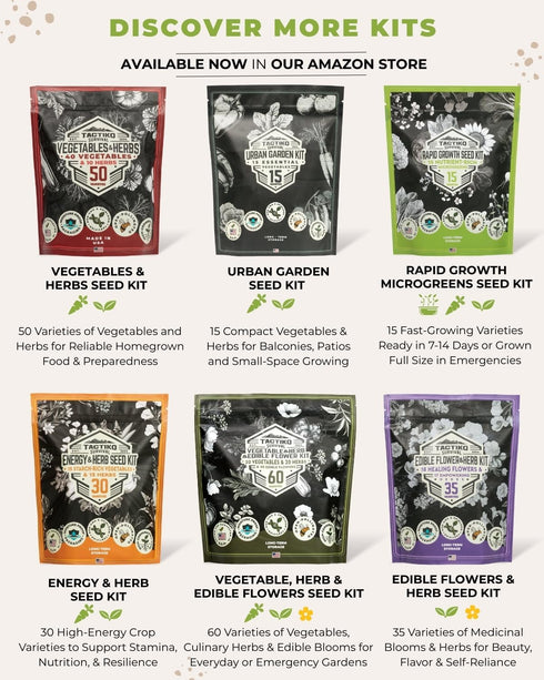40 Pack, Tactiko Survival Medicinal & Tea Herb Seeds Variety Indoor & Outdoor Herbal Garden Kit, USA Grown Heirloom