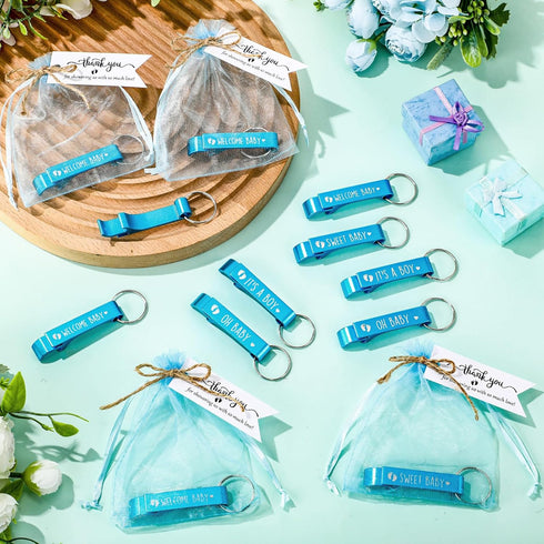 50 Sets 4 Maxcheck Baby Shower Party Favors for Guest Sweet Baby Bottle Opener Keychains Welcome Baby Keychains Thank