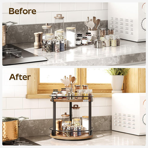 2 Countertop SR22BR YATINEY Lazy Susan Organizer, Rotating Spice Rack, Tier Spice Turntable Organizer, Industrial