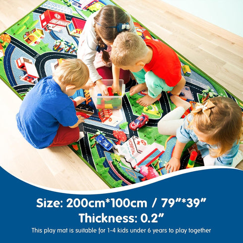 Area(39X79Inch) Booooom Jackson Car Rug City Life Great for Kids Toy Cars, Play Learn and Have Fun Safely - Kids Rug