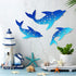 Yaomiao 3 Pieces Metal Dolphin Wall Decor, Beach Coastal Hanging Decorations for Pool Fence