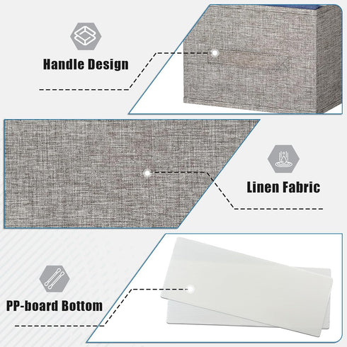 Large 5-Grid Wardrobe Clothes Organizer for Jeans, Pants, Sweaters, Stackable Drawer Organizer with Handles, Gray Linen