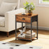 2 Furologee End Table with Storage Shelf and Fabric Drawer, Tiers Industrial Nightstand, Bedside Table Organizer