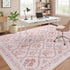 5x7 Pink Rug for Bedroom Girls, Washable Rug for Floral Nursery Decor, Cute Soft Low-Pile Non Slip Indoor Floor Carpet