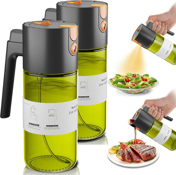 OURCABECUE Upgrade 2 in 1 Oil Sprayer for Cooking, 17oz Light-Blocking Glass