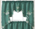 GOHD Cutwork Floral Kitchen Curtain Set, Swag Valance and Tier Set with Nice Embroidery on Faux Silk Fabric