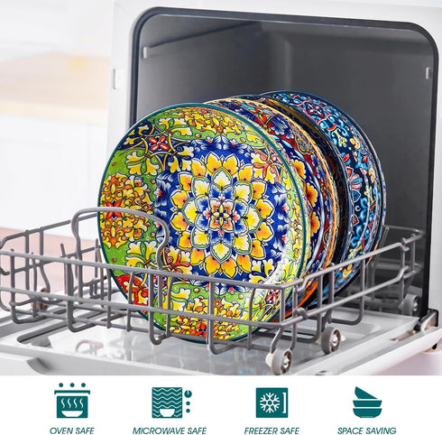 42 oz 4,Large vancasso Pasta Bowls, Ceramic Salad Bowls of Corlorful Serving Bowls for Kitchen, Dishwasher & Microwave