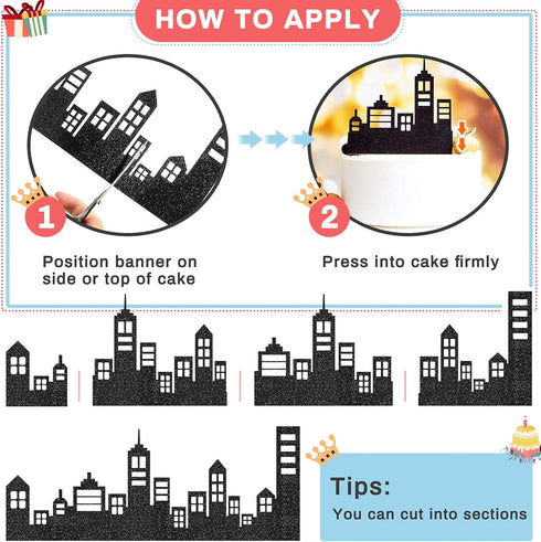 Marspark 10 Pieces Cake Border Decoration - Scenic Theme Cake Side Borders for Birthday Party Accessories