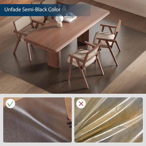 4'6' Area Mat for Hard Floors, Semi-Clear Black Vinyl Floor Protector for Under Dining Table, Waterproof Non-Slip