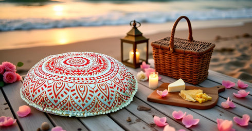 32" ICC Large Round seat Floor Cushion Chair Ottoman Cover Pouf Pillow Meditation Floor Cushions for Adults Seating