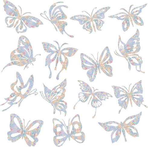 32PCS Butterfly Window Clings, Anti-Collision Decals to Save Birds, Non-Adhesive Prismatic Vinyl