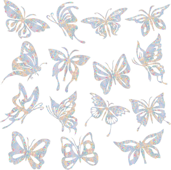32PCS Butterfly Window Clings, Anti-Collision Decals to Save Birds, Non-Adhesive Prismatic Vinyl