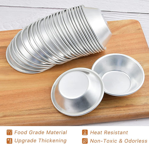 25 Pack Egg Tart Molds, Puto Molder Cookie Steamer Dessert Molds, Small Aluminum Nonstick Pans for Baking