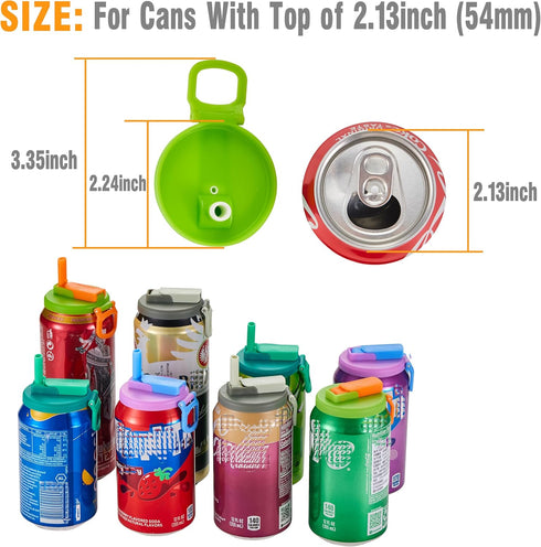 4-pack 4 ORIGINAL CREATOR - DIPESI Color Soda Can Lids with straw, Soda Can Covers with Silicone straw BPA-Free