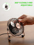 xasla 4 Inch Small USB Desk Fan, Mini Quiet Fan with Metal Construction, Strong Airflow, 360° Adjustable Tilt Angle