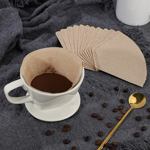 Segarty Pour Over Coffee Maker Set, Single Cup White Ceramic Dripper with 200PCS Size #2 Cone Filters