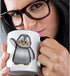 3dRose "Cute Waving Gray and White Penguin Illustration" Mug, Black/White/Gray, 11 oz