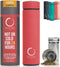 Pure Zen Tea Thermos with Infuser for Hot & Cold Infusions - 15oz Leakproof Travel Mug, Stainless Steel, Red