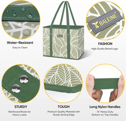 BALEINE 3Pk 2Pk Bags(16"913 Reusable Grocery Bags + Insulated Reusable Grocery