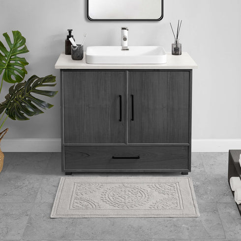 Jean Pierre New York Cotton StoneWash Medallion Bath Rug, 21x34 in., Grey