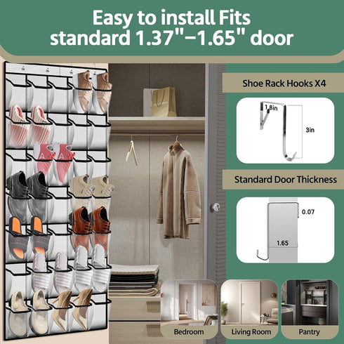 PAULONE 35 35-Slot) Pocket Over the Door Shoe Organizer,Reusable Breathable Large Mesh Bag Men's & Women's Sneaker