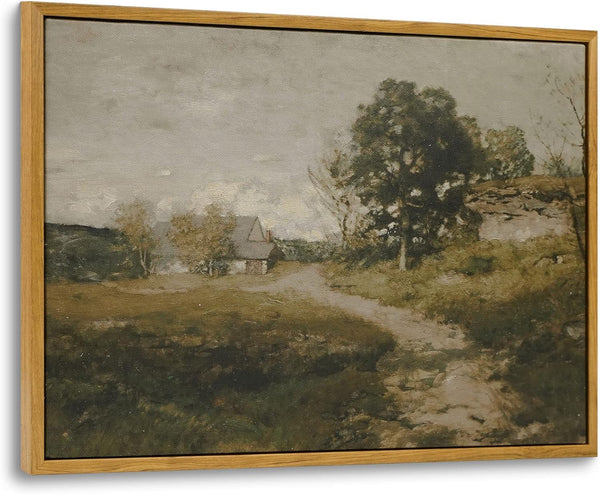 InSimSea Framed Canvas Wall Art Vintage Decor, Countryside Road Painting for Bedroom and Office