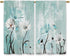Farmhouse Flower Kitchen Curtains, Teal Rustic Daisy Floral Short Cafe Window Drapes, Vintage Turquoise Rod Pocket