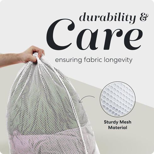 Mesh XL Laundry Bags - Pack of 2, Large 24" x 36", Durable with Secure Drawstring Closure (White)