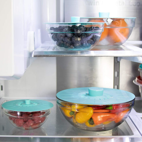 Extra Large Silicone Lids Set of 6, Teal, Sturdy Suction Seal Covers for Pots, Fry Pans, Cups, Bowls 5" to 12", Food