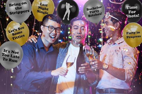 BroSash Bachelor Party Balloons, Pack of 16 Funny Supplies and Decorations for Bachelorette Party