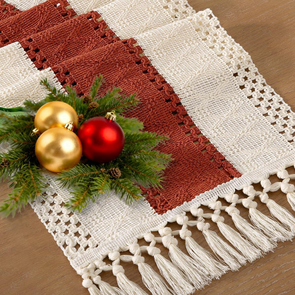 Socomi Boho Table Runner Summer Farmhouse Rustic Dining Kitchen Small Macrame Woven