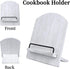 Wood Cookbook Stand, Adjustable Cookbook Holder for Kitchen, Recipe Stand for Counter, White