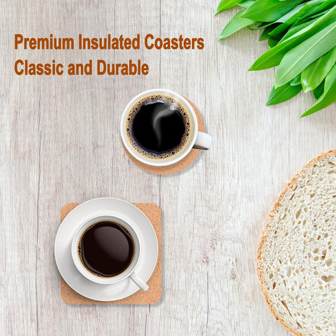 54 Pcs Cork Coasters, 4 Inches with Adhesive, Bulk Cork Sheets Mats for Drinks, Plants, DIY Crafts, Office (4"x 4",