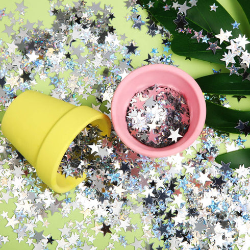Hestya 60g Star Confetti Glitter Table Confetti for Party, Wedding, Festival Decorations (Silver Set, 10mm and 6mm)