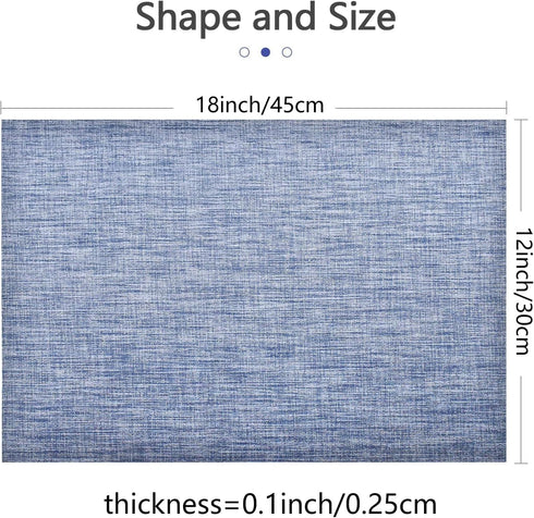 DACHUI Placemats Set of 6, Durable Water Resistant Linen Look Woven Table Mats, Washable, Blue