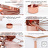 Copper Measuring Cups and Spoons Set – 8-Piece Stackable Stainless Steel Utensils, Stylish Rose Gold Kitchen