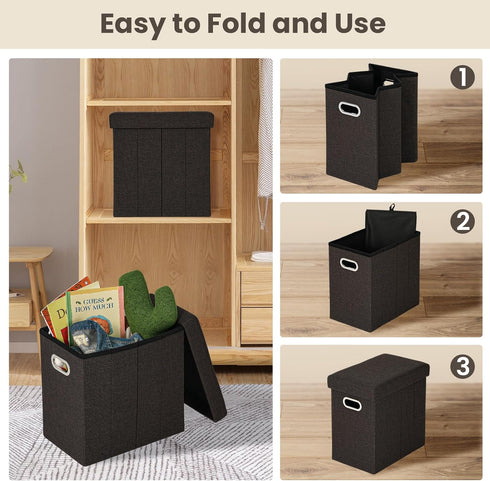 16.5x16.5x10.6in COSYLAND Ottoman with Storage Collapsible Fabric Ottoman Footrest Foot Stool for Room Small Slim Tall