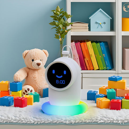 Set Cute Alarm Clock,Ok to Wake Clock,Alarm Clock for Bedrooms,Clock with Night LED, Sleep/Wake Trainer,NAP time,Sound