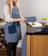 DII Lattice Basics Collection Kitchen Essentials, Oven Mitt & Potholder Set, Nautical Blue, 2 Piece