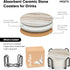 Veyro Set 6 Ceramic Coasters of Absorbent Stone Drink Coasters with Holder, Non-Slip Cork Backing, Modern Marble Look