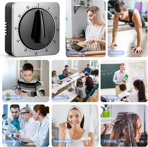 Kitchen Timers for Cooking, Chef Cooking Timer Clock with Loud Alarm, 100% Mechanical Desk Timer - No Batteries Required