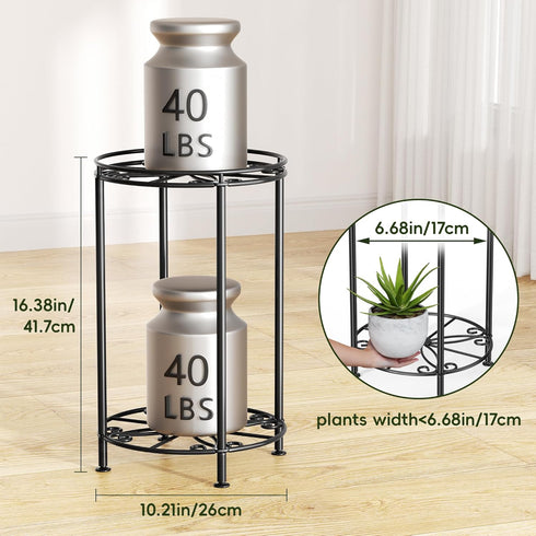 Josmimic 2-Tier 10.2in 16.4in Plant Stand Width Tall Flower Pot Rack Small Plant Table Metal For Indoor Outdoor