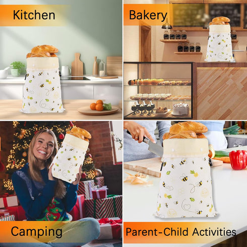 2 Pack Removable Beeswax Bread Bags for Sourdough & Homemade Bread - Detachable Liner for Easy Cleaning & Drying | XL