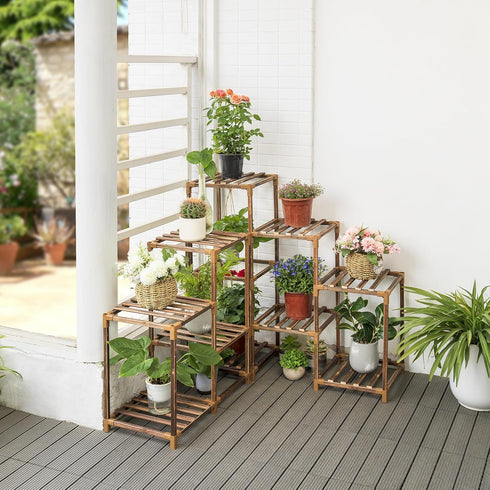 5 10 Uneedem Wood Plant Stand Indoor Outdoor Corner Plant Shelf Stand, Tiered Potted Flower Plant Stands for Indoor