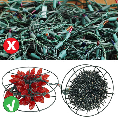 3 Dazzle Bright Christmas Lights Storage Bags, Metal Reels to Store Holiday Christmas String Lights, Red Tear Proof